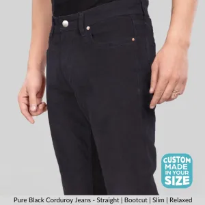 Pure Black Stretch Corduroy Jeans