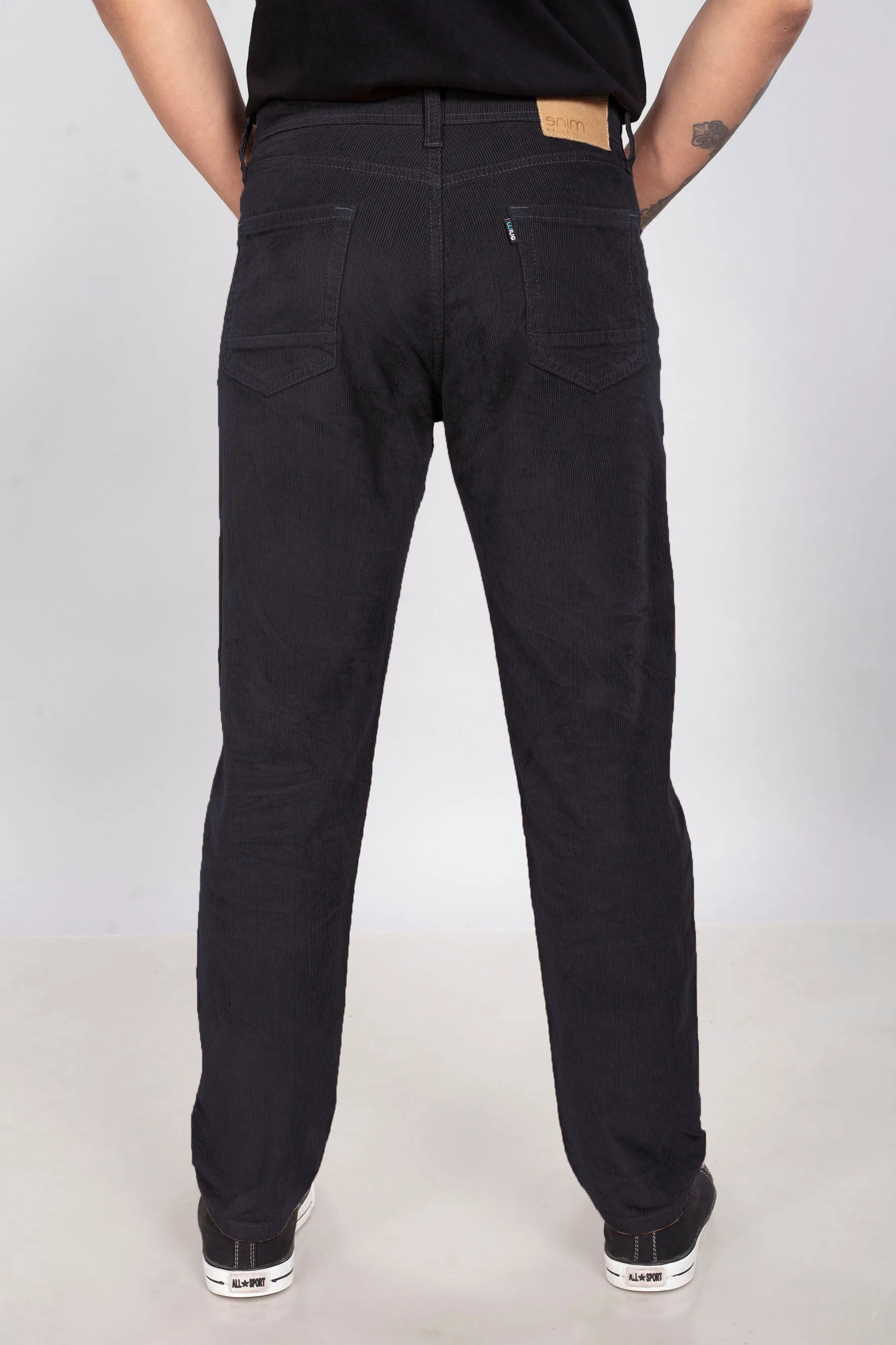 Pure Black Stretch Corduroy Jeans