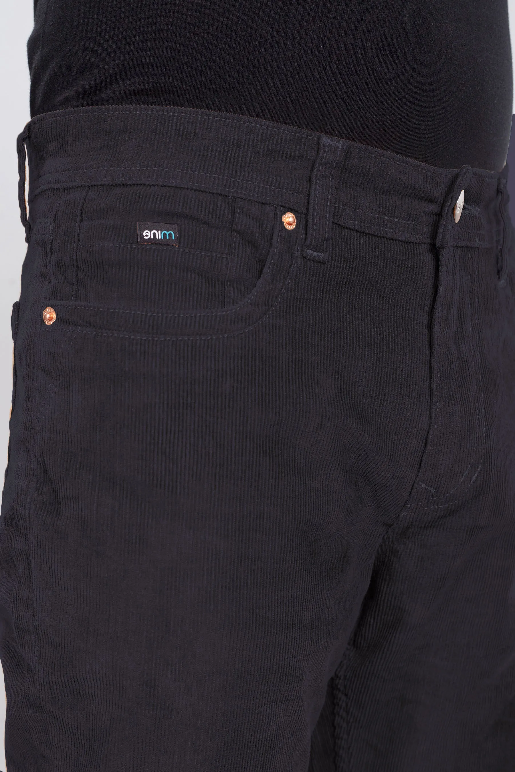 Pure Black Stretch Corduroy Jeans