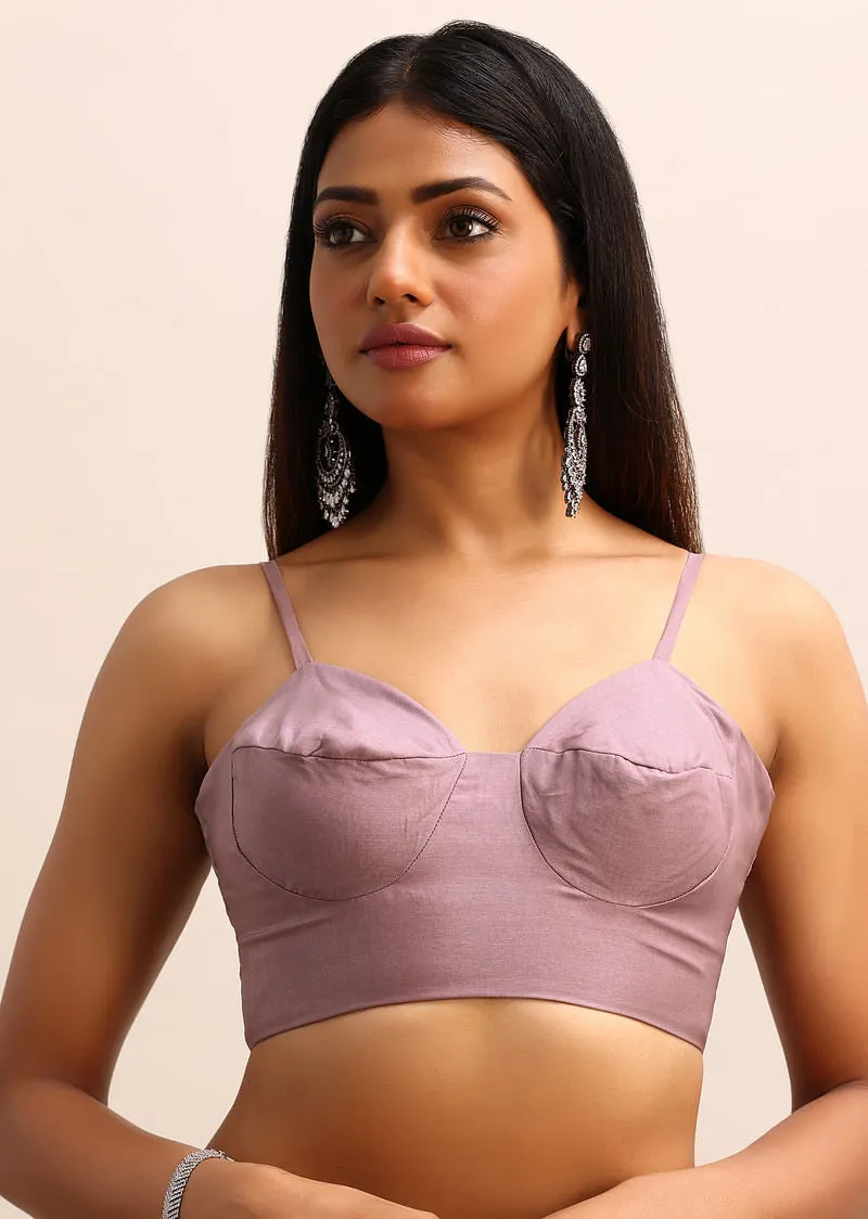 Purple Organza Saree With Floral Resham Thread Work