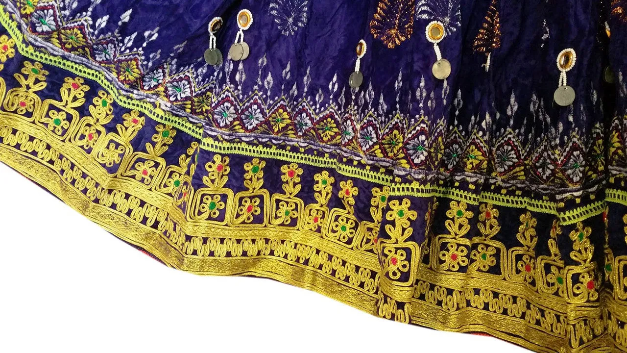 Pushtoon Kuchi Ethnic Dress In Blue Color Yakhan Dozi Embroidery Work