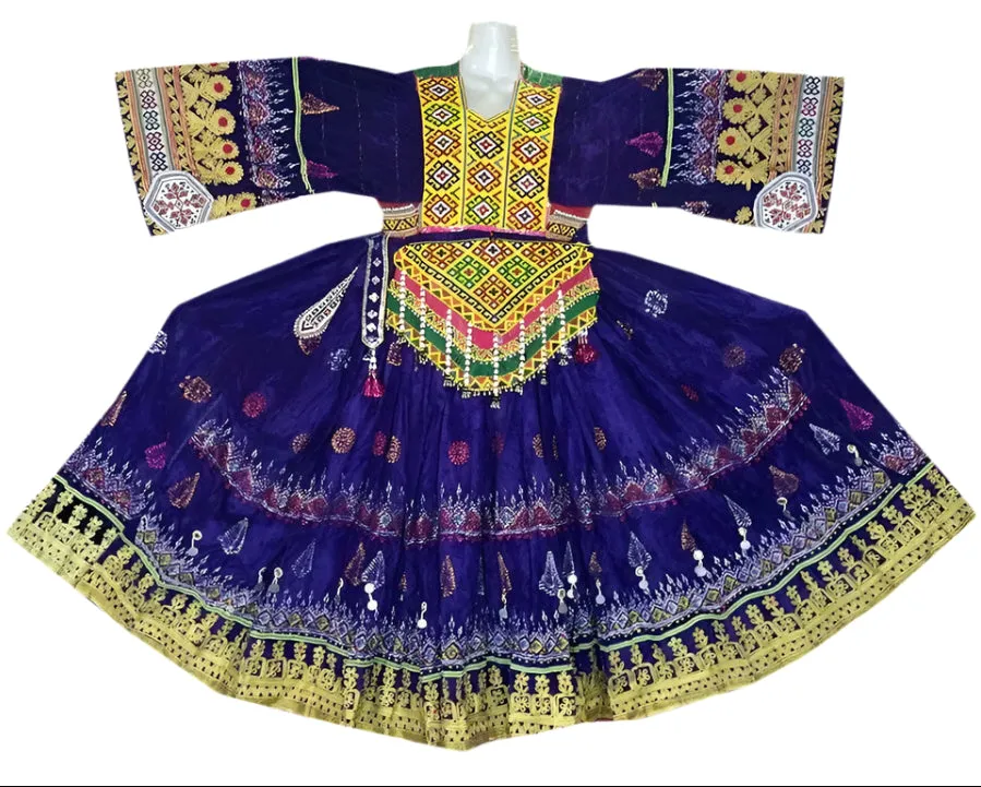 Pushtoon Kuchi Ethnic Dress In Blue Color Yakhan Dozi Embroidery Work