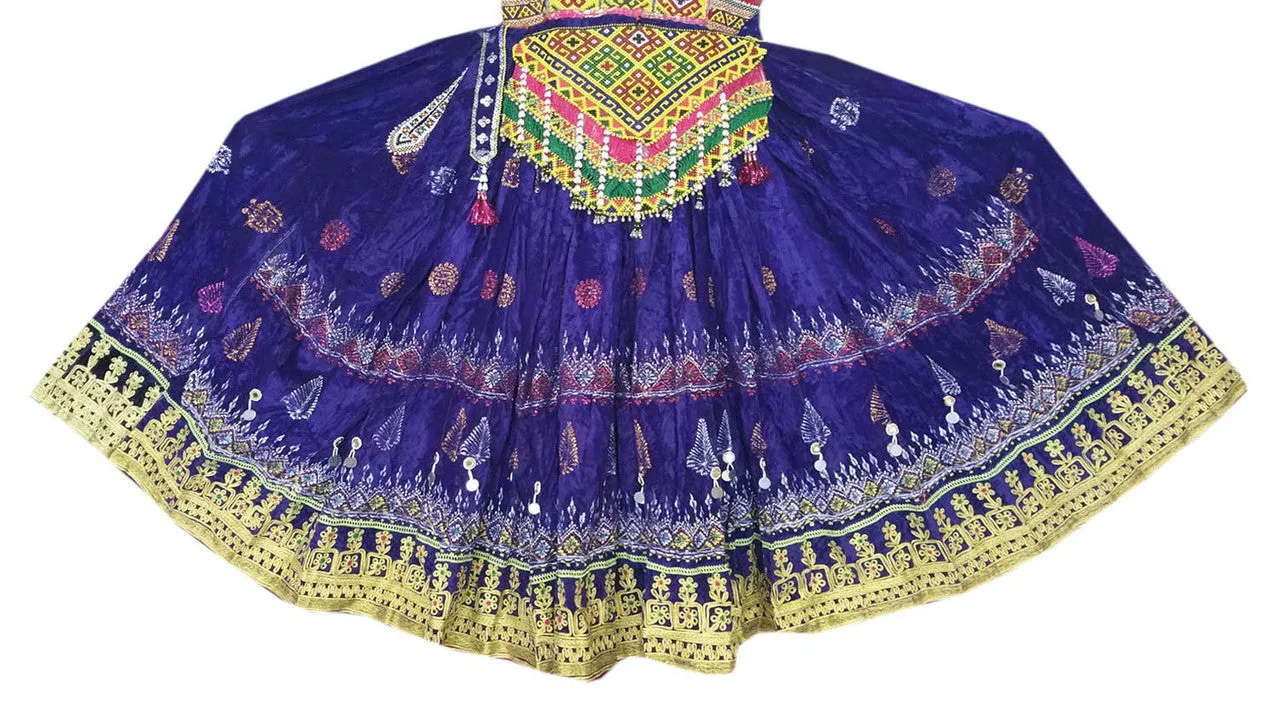 Pushtoon Kuchi Ethnic Dress In Blue Color Yakhan Dozi Embroidery Work