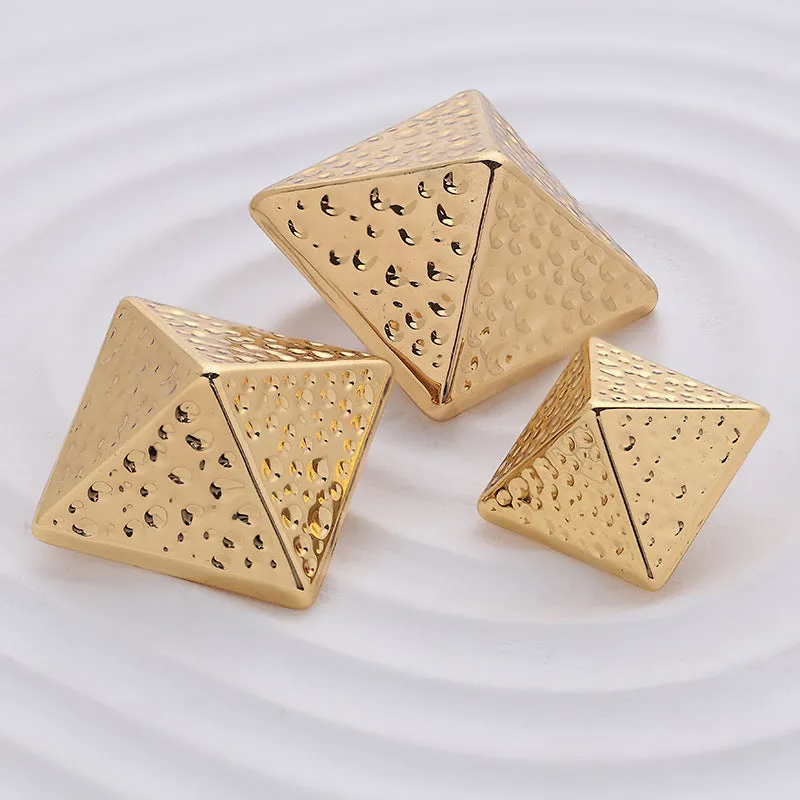 Pyramid Rhombus Sharp-Angled Metal Shank Button 5pcs