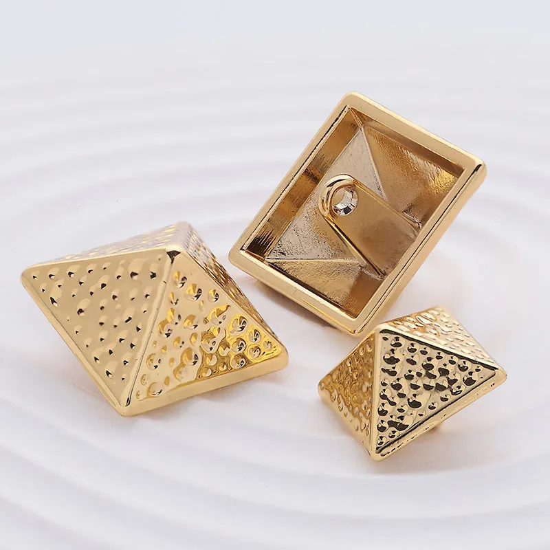 Pyramid Rhombus Sharp-Angled Metal Shank Button 5pcs