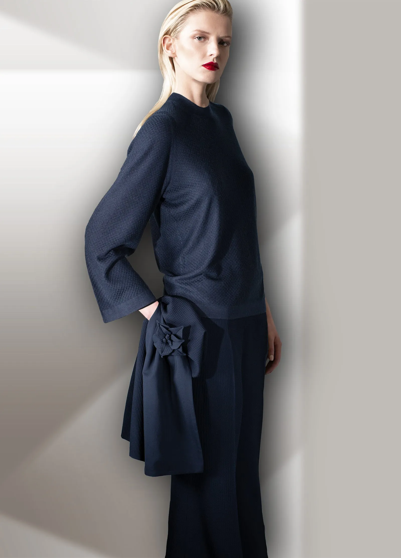 Quadrato Texture Wool Pants & Scarf