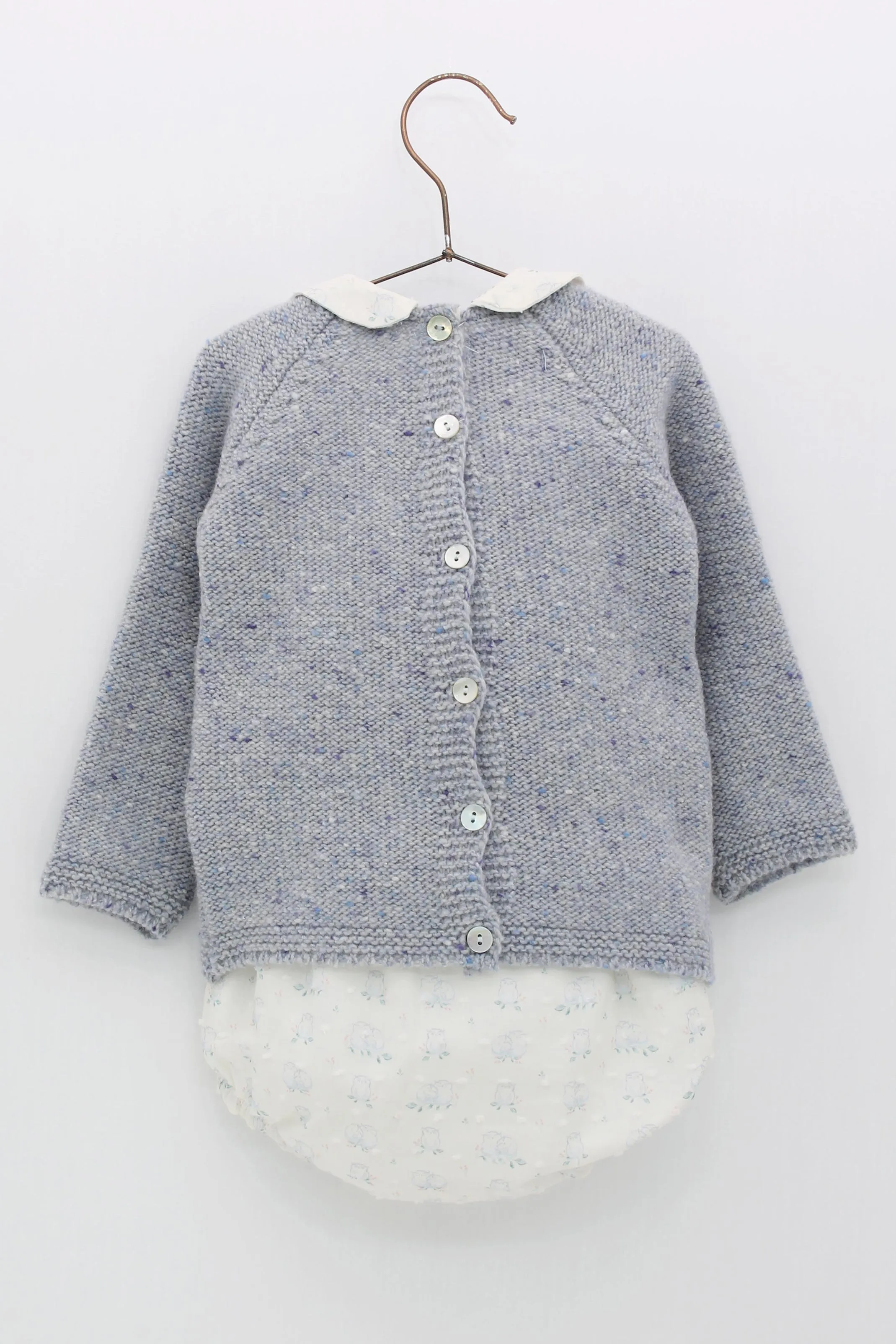"Eddie" Blue Wool Knit Owl Top & Jam Pants