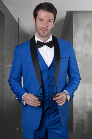 "Theo" Royal Blue 1-Button Shawl Tuxedo (4-Piece Set)