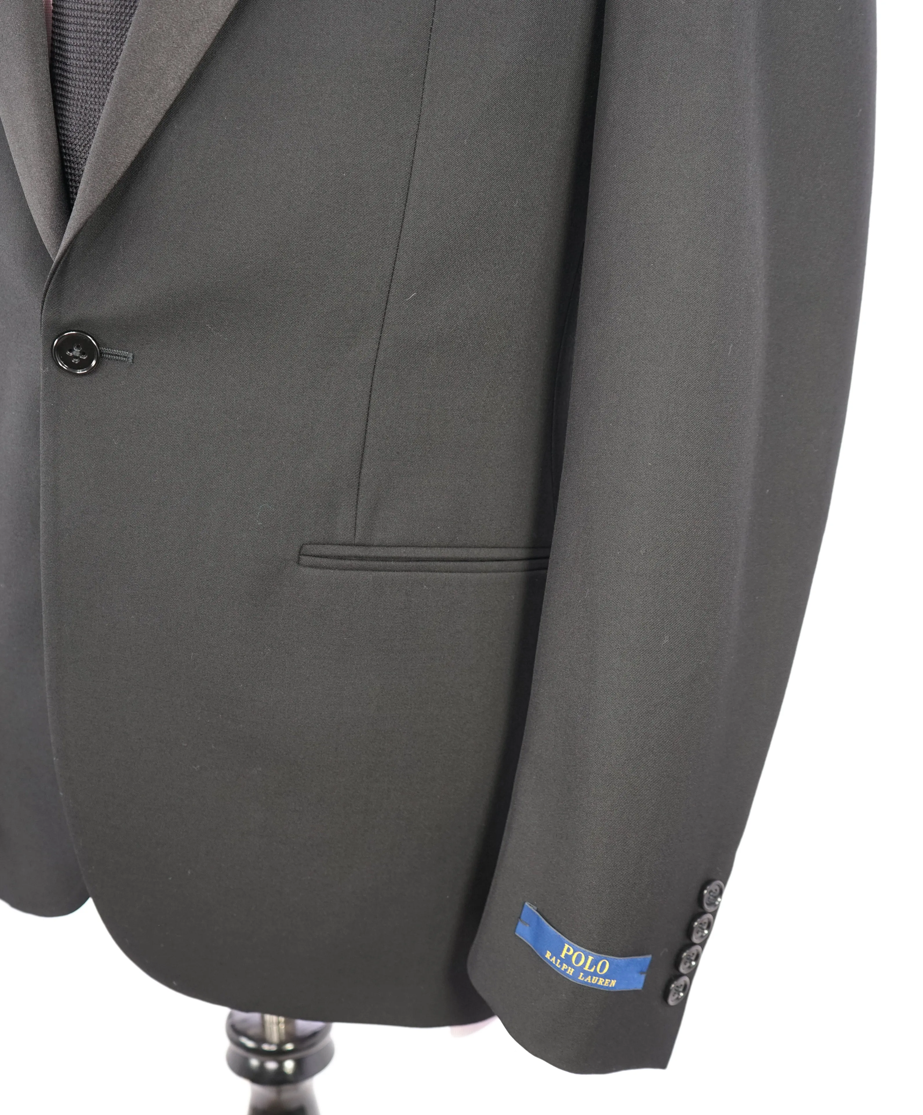 RALPH LAUREN BLUE LABEL "POLO" - Black Tuxedo Suit With Side Tabs - 40R