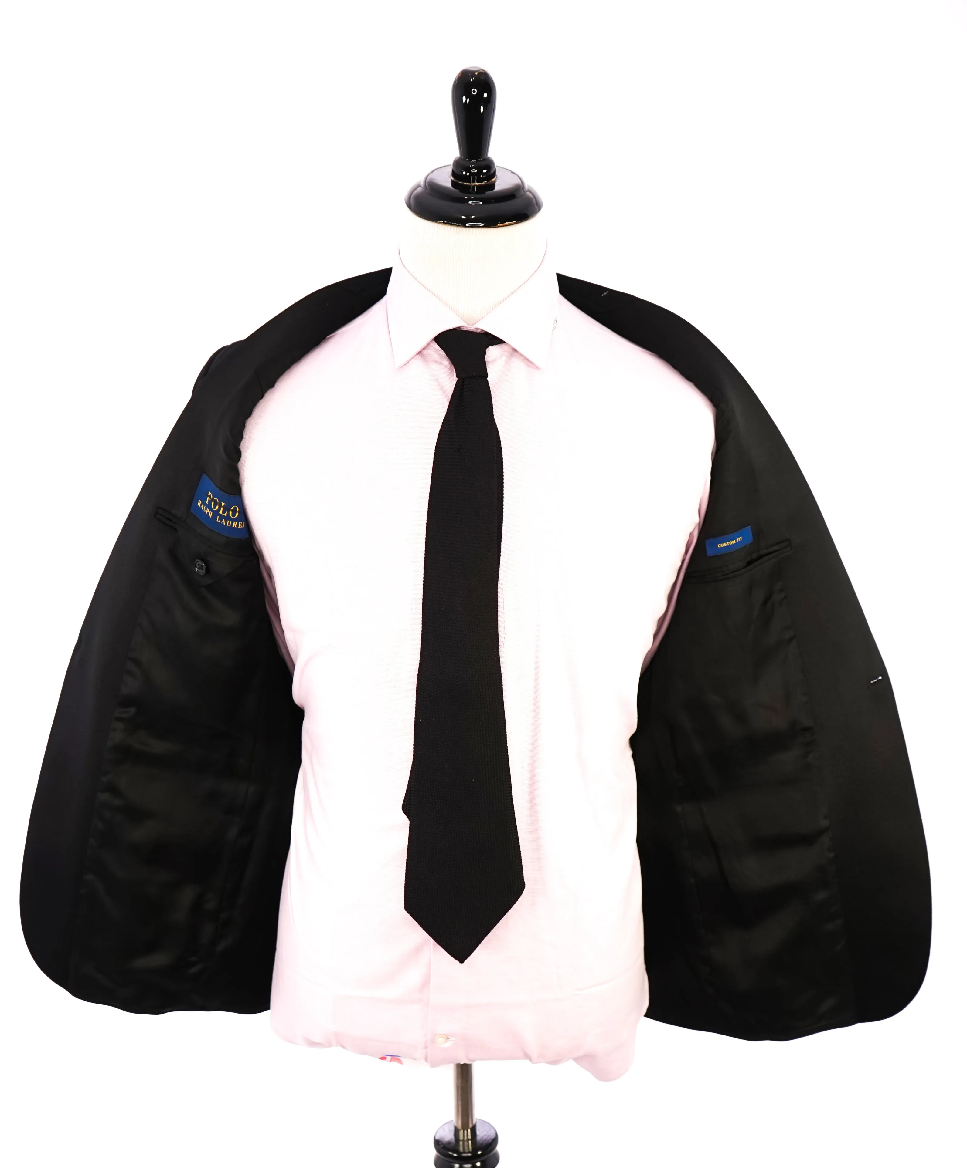RALPH LAUREN BLUE LABEL "POLO" - Black Tuxedo Suit With Side Tabs - 40R