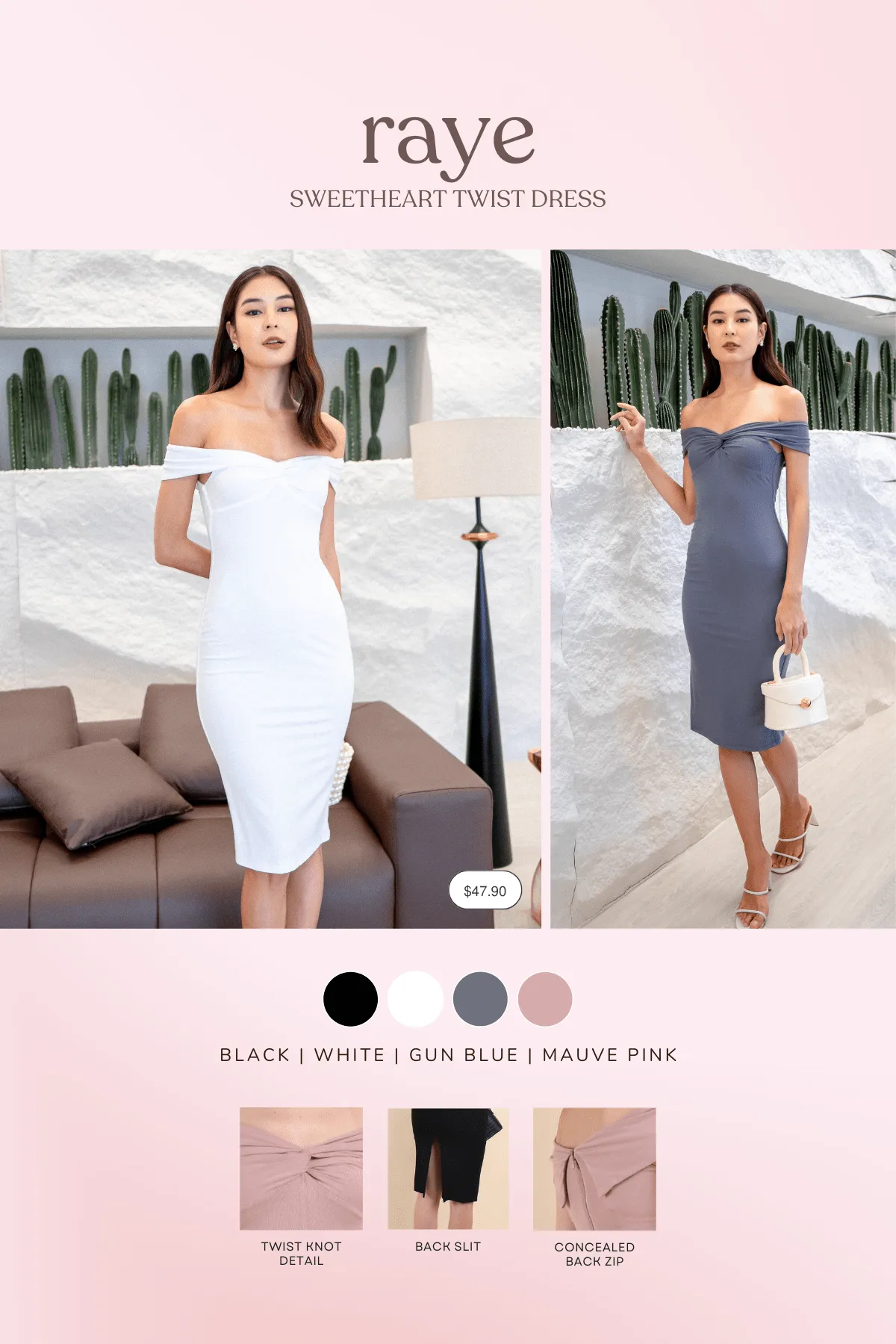 RAYE SWEETHEART TWIST DRESS IN WHITE