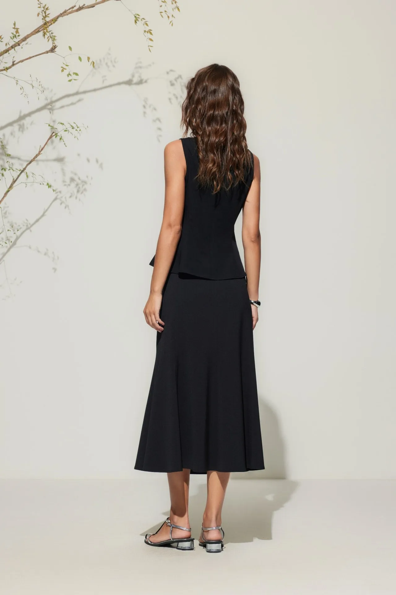 Rayon Blend Peplum Sleeveless Top