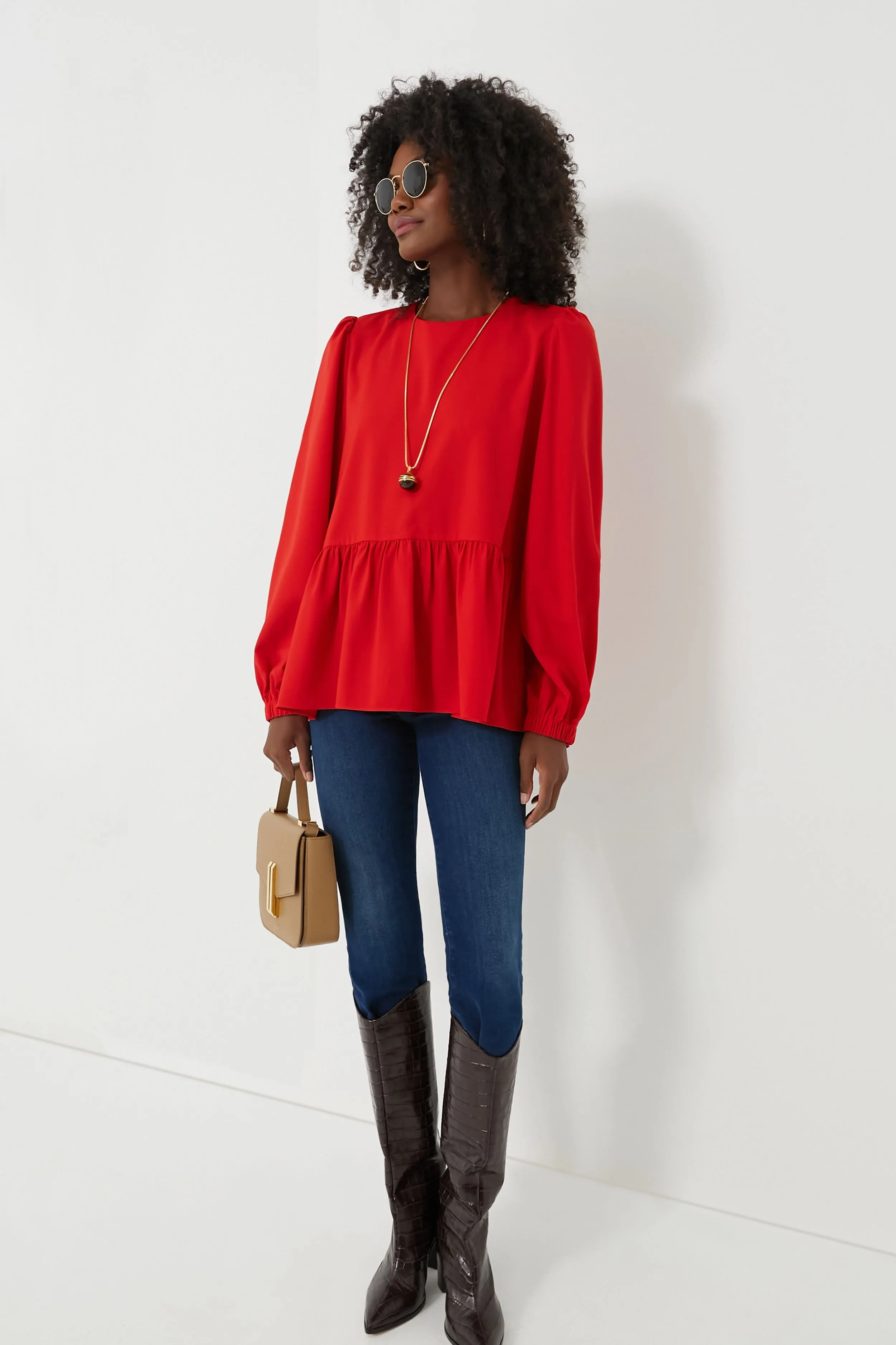 Red Carlota Peplum Blouse