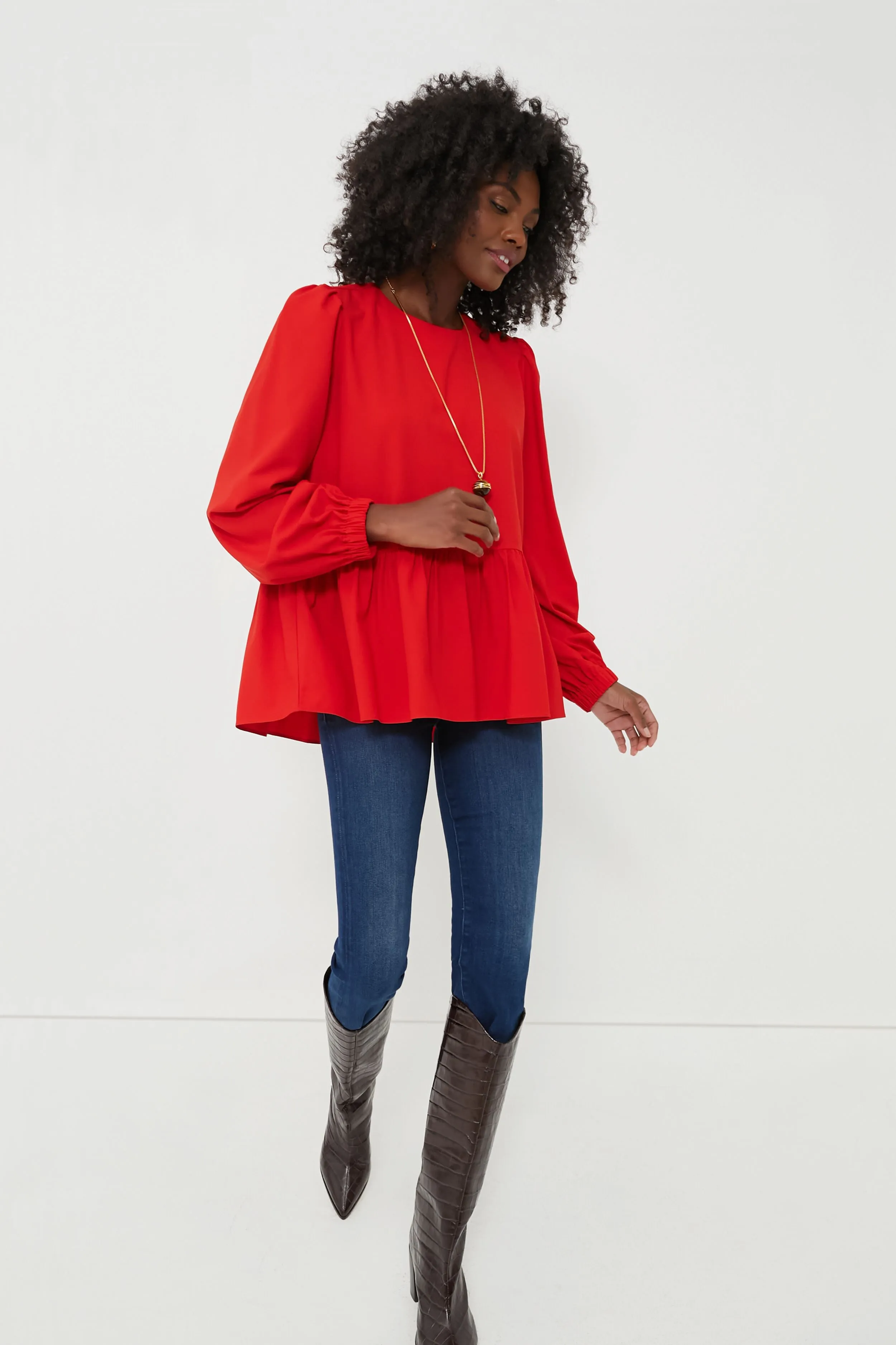 Red Carlota Peplum Blouse