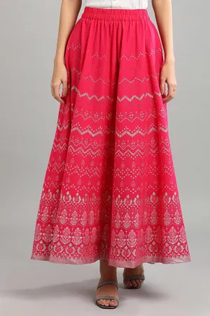 Red Flared Printed Skirts