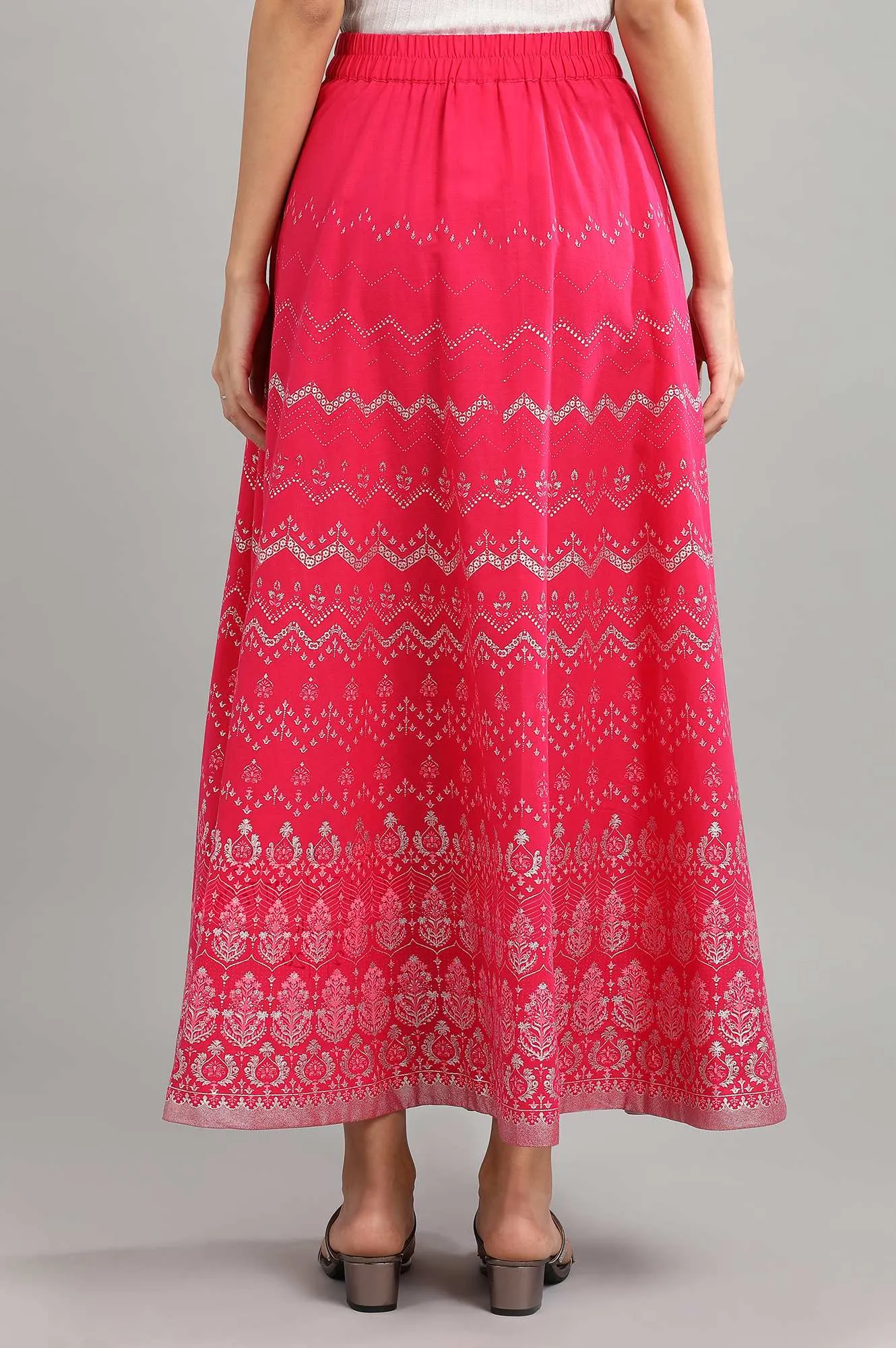 Red Flared Printed Skirts
