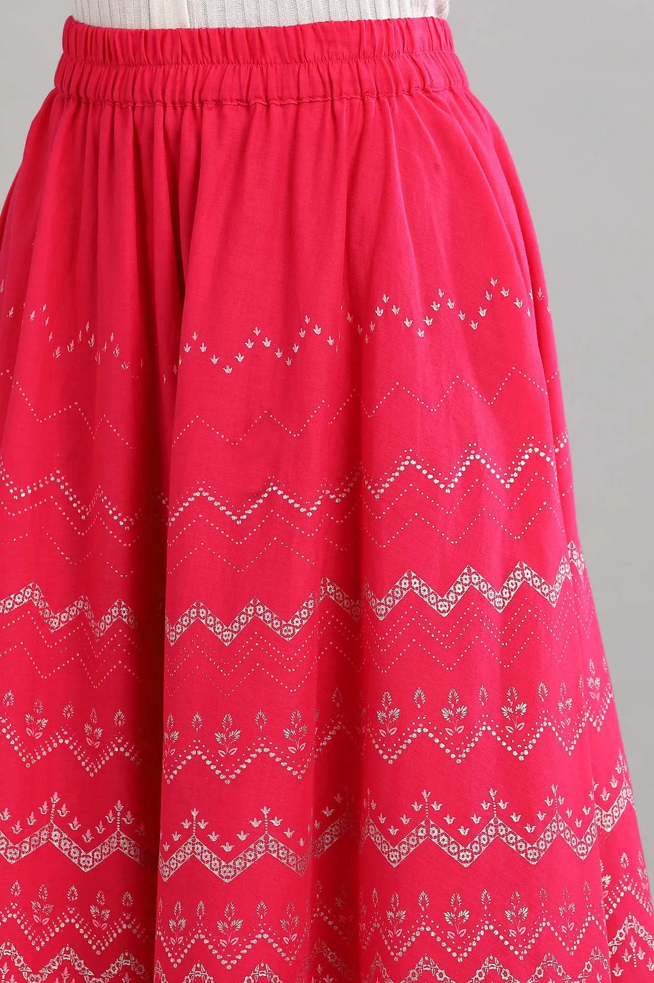 Red Flared Printed Skirts