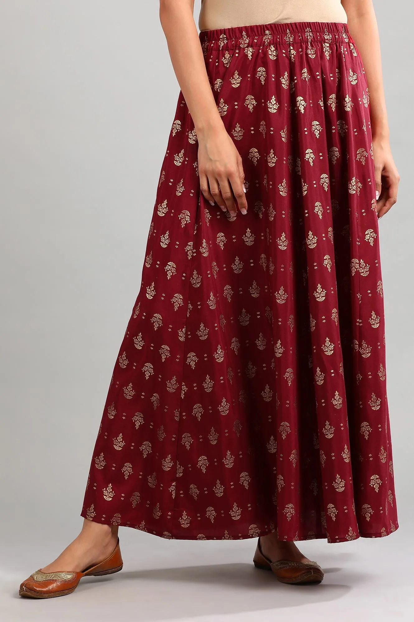 Red Printed Skirt