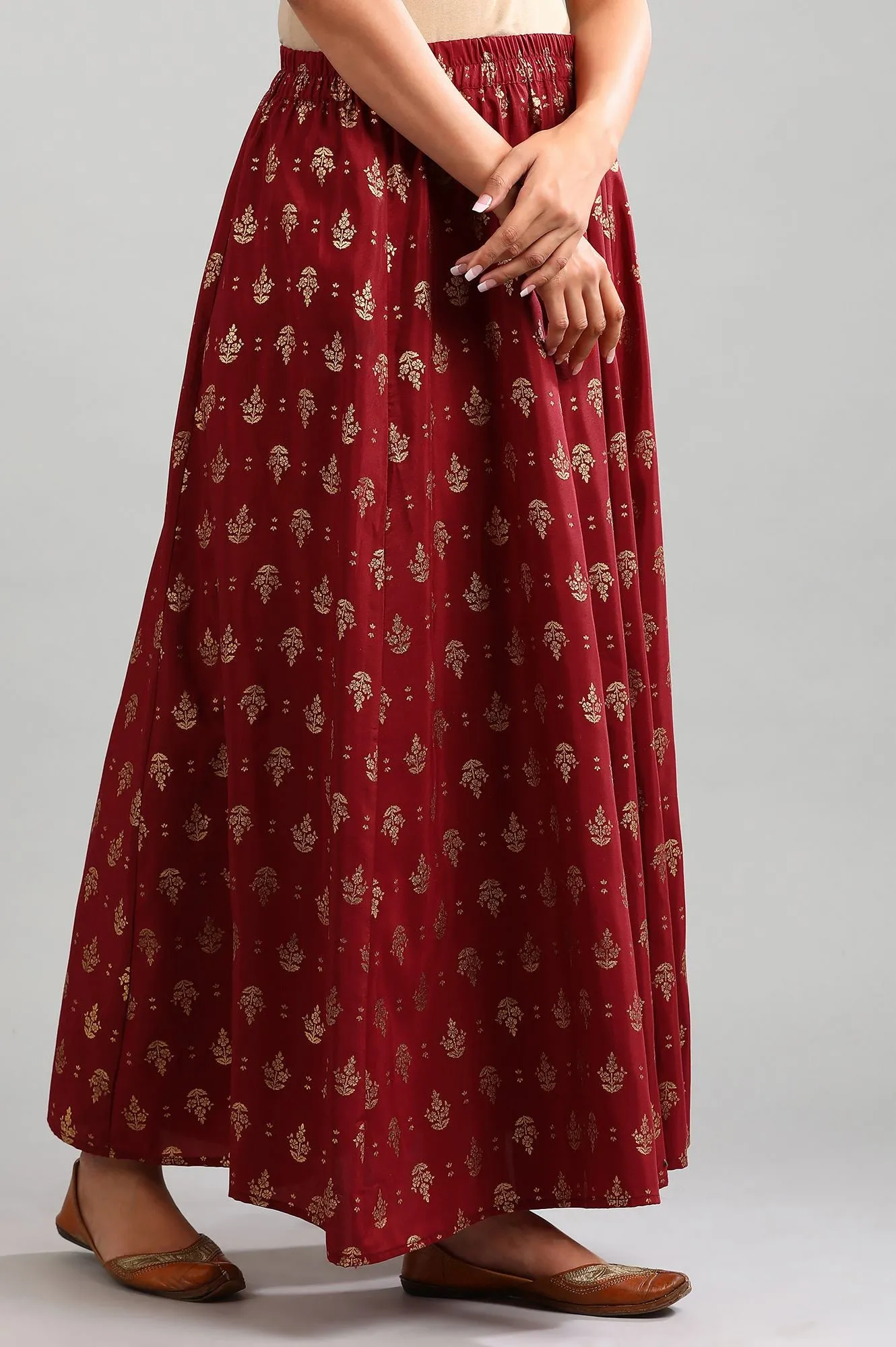Red Printed Skirt