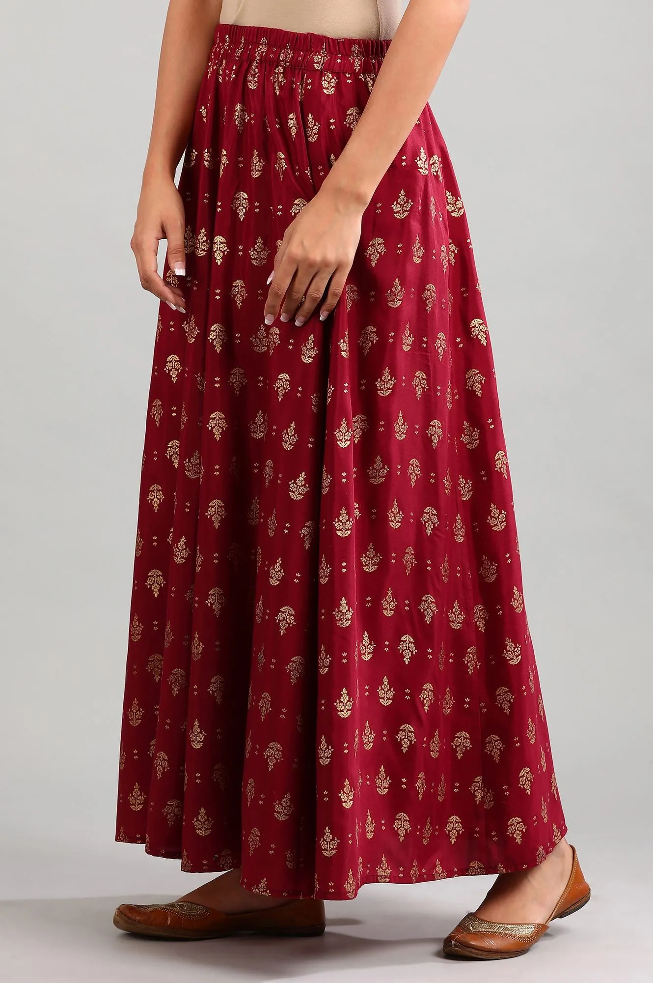 Red Printed Skirt