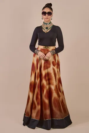 Rich Black - Giraffe Print Skirt Set