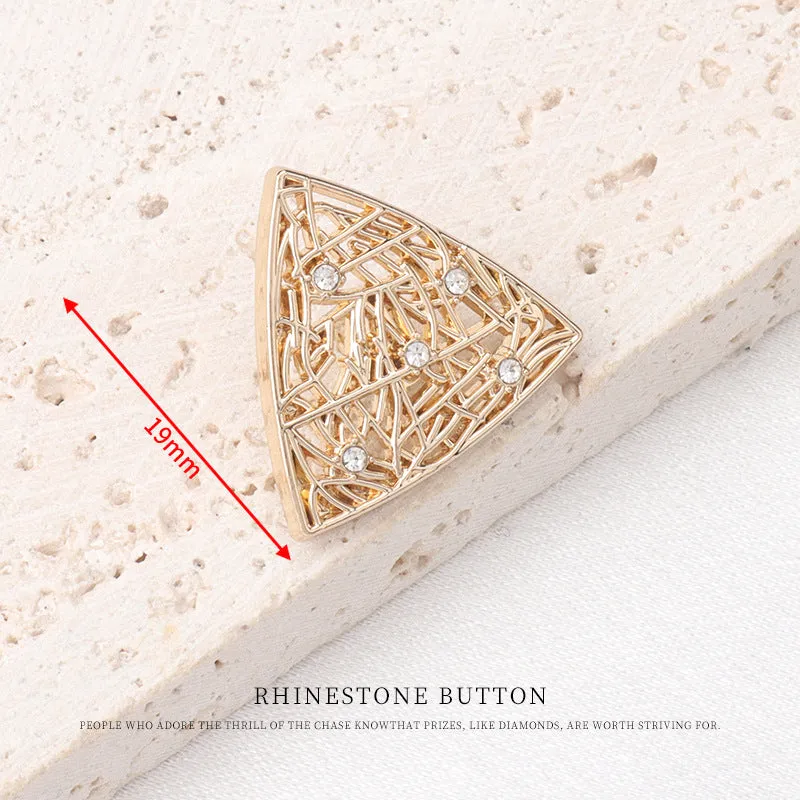 Rose Gold Oval Triangle Hollow Metal Rhinestone Buttons for Jackets Sweaters 20pcs