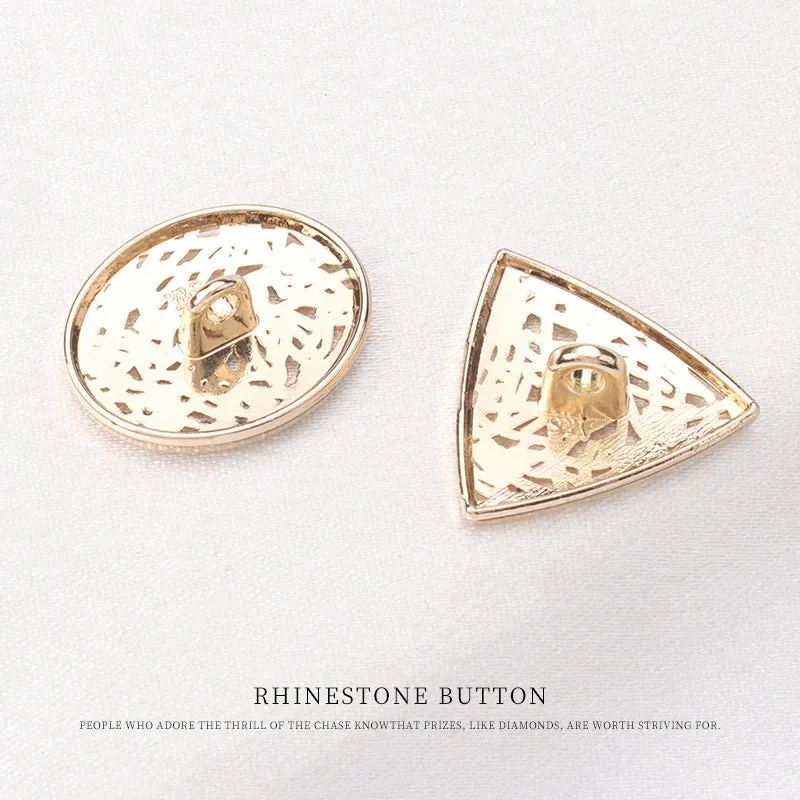 Rose Gold Oval Triangle Hollow Metal Rhinestone Buttons for Jackets Sweaters 20pcs