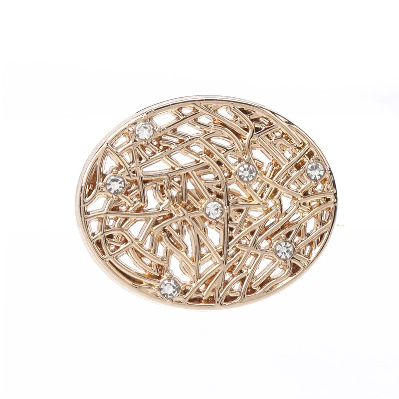 Rose Gold Oval Triangle Hollow Metal Rhinestone Buttons for Jackets Sweaters 20pcs