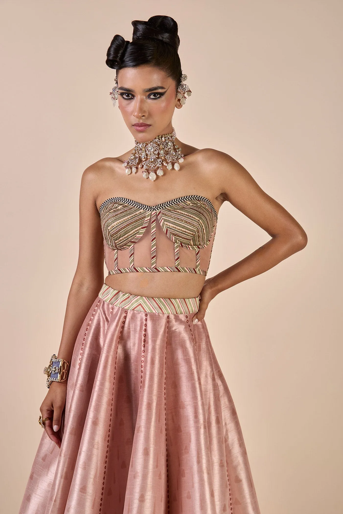 Rose Pink Corset Skirt Set