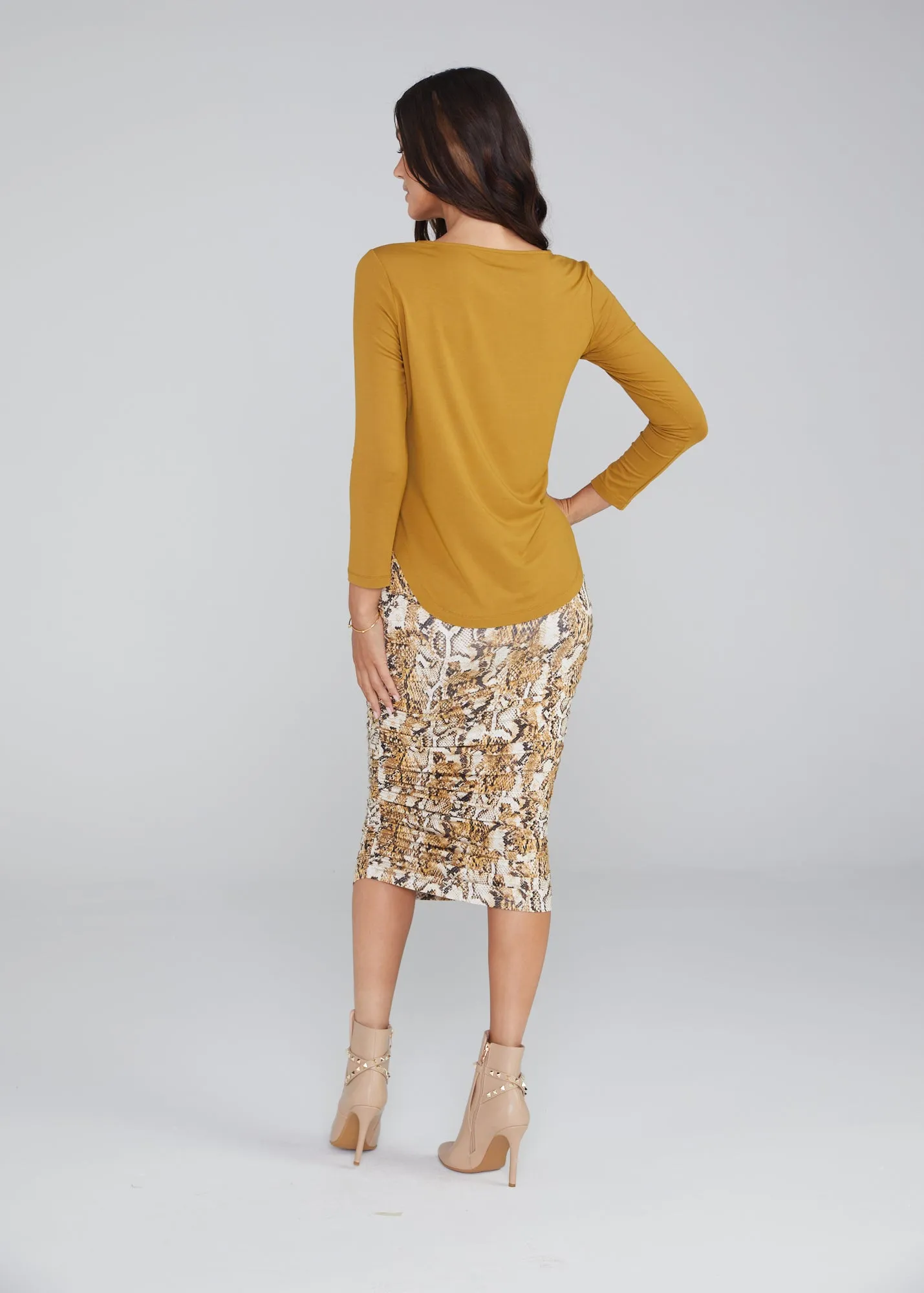 Ross Ruched Bamboo Skirt - Snake