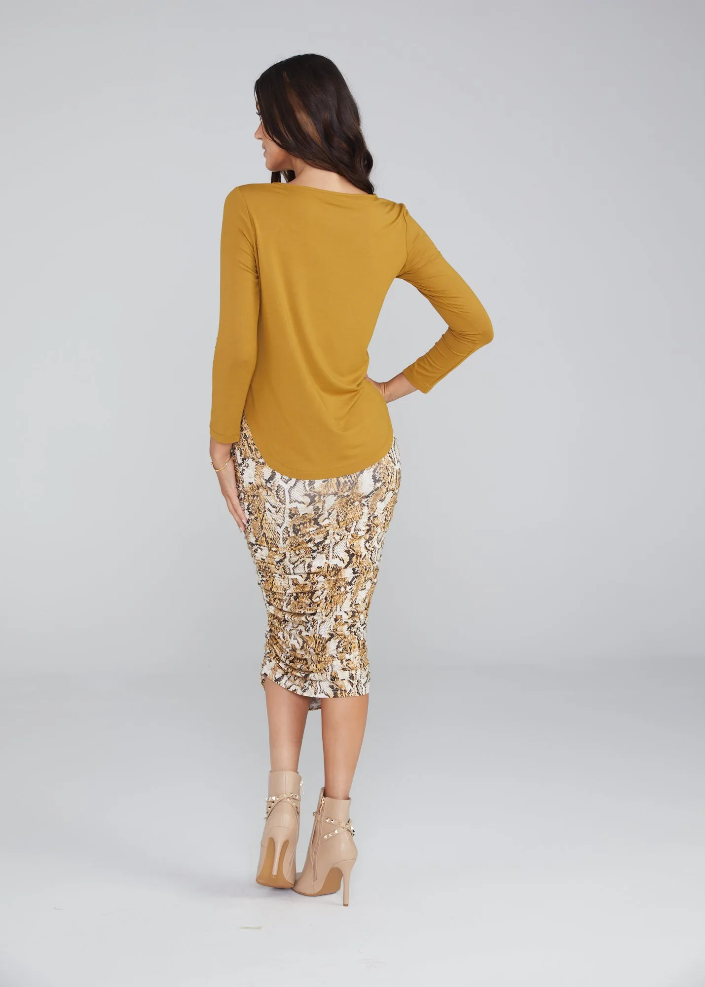 Ross Ruched Bamboo Skirt - Snake