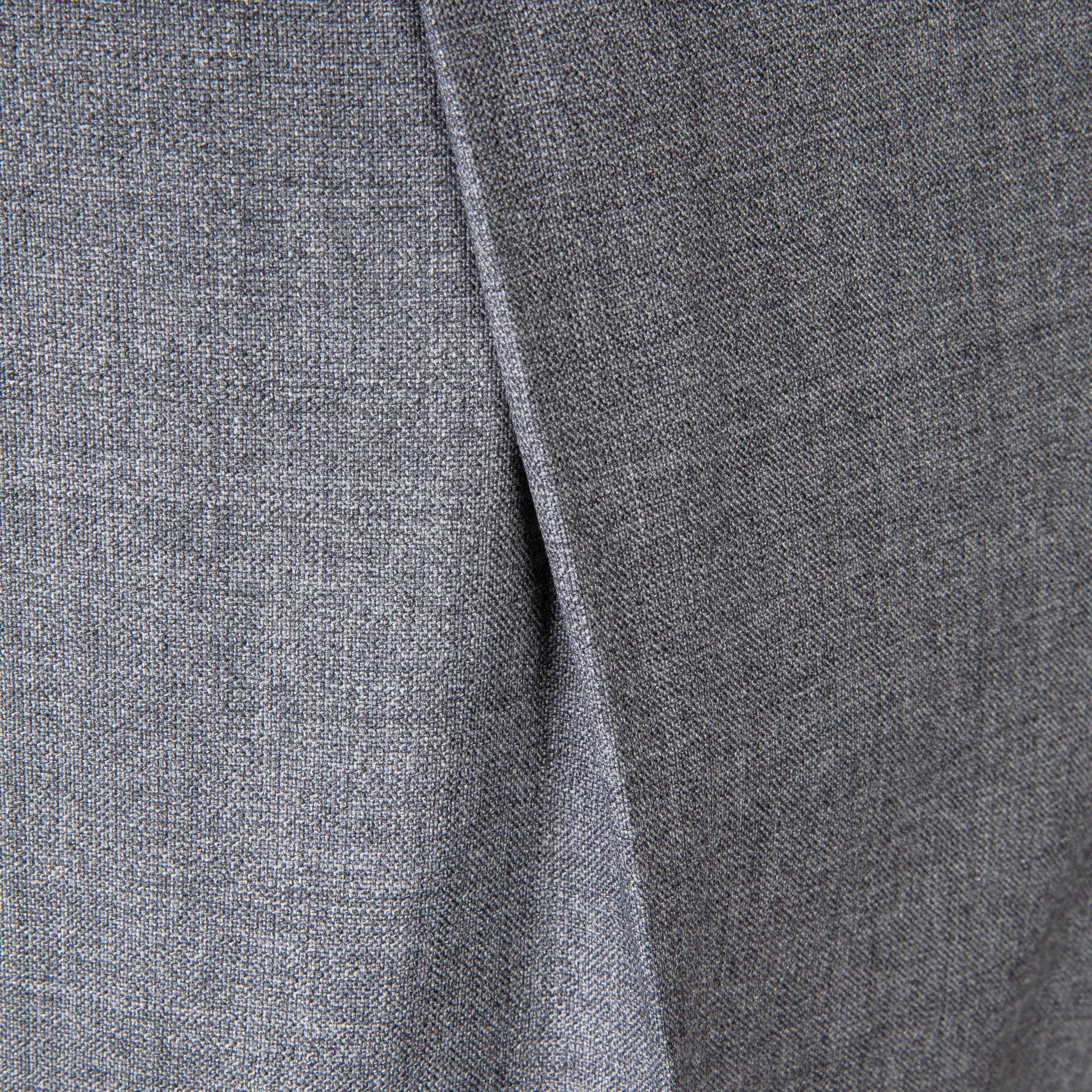 Rota Pantaloni High Rise Regular Fit Hopsack Grigio Medio