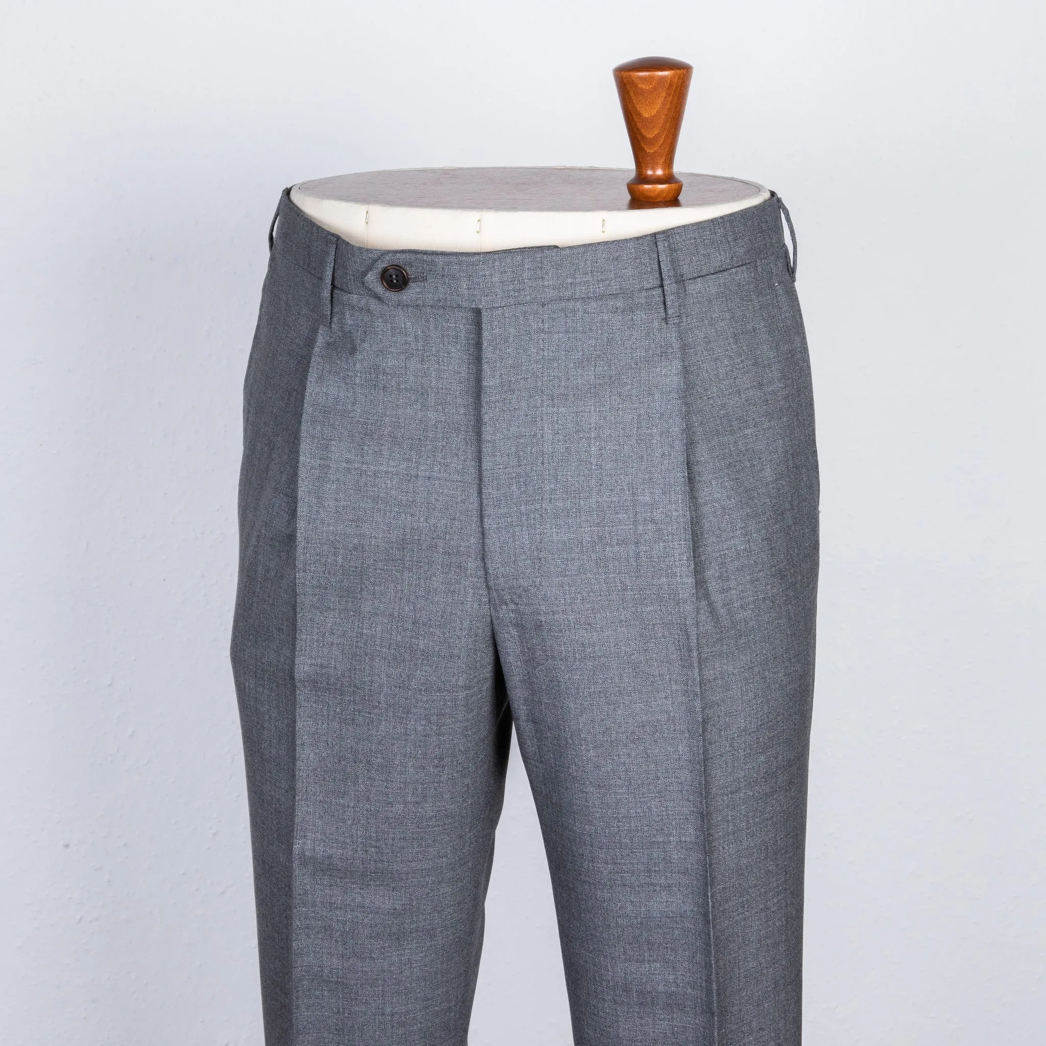 Rota Pantaloni High Rise Regular Fit Hopsack Grigio Medio