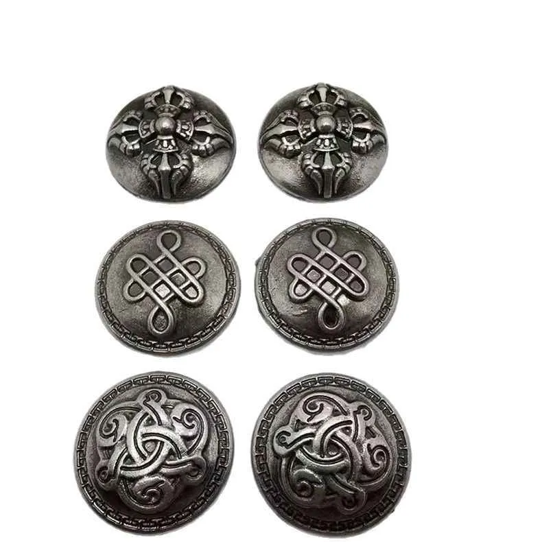 Round Alloy Cross Rivets Antique Silver Gothic Punk Studs 30 Pack