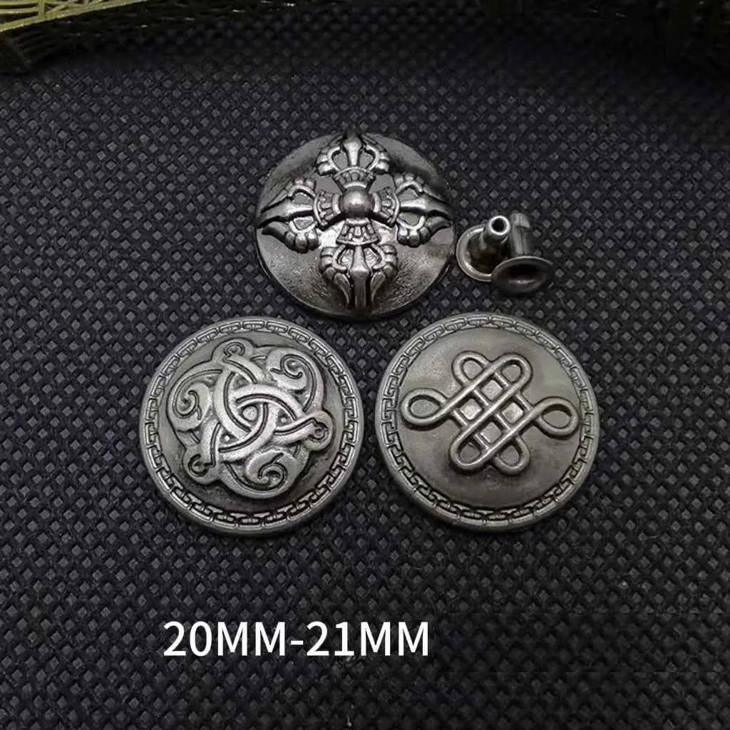 Round Alloy Cross Rivets Antique Silver Gothic Punk Studs 30 Pack