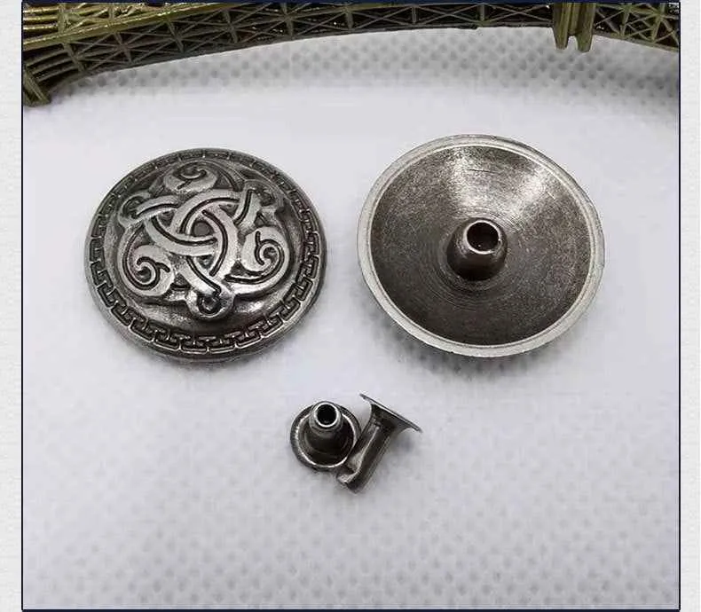 Round Alloy Cross Rivets Antique Silver Gothic Punk Studs 30 Pack
