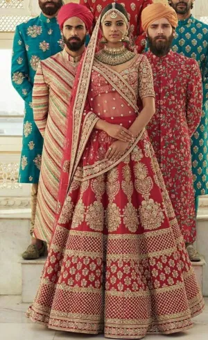 Sabyasachi Bridal Dress in Hot Red Color.# B2004