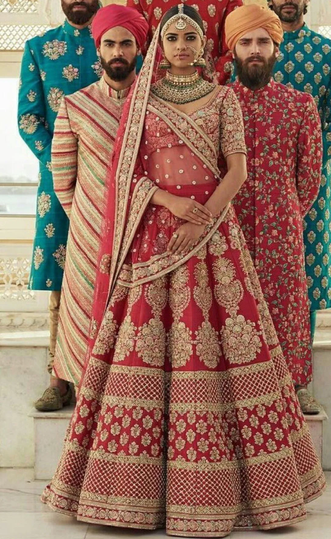 Sabyasachi Bridal Dress in Hot Red Color.# B2004