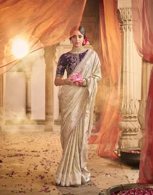 Satin Silk Contrast Embroidered Saree