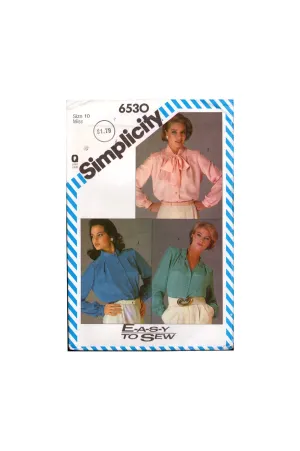 Simplicity 6530 Three Easy to Sew Blouses with Collar Variations, Uncut, Factory Folded, Sewing Pattern Size 10 Bust 32.5