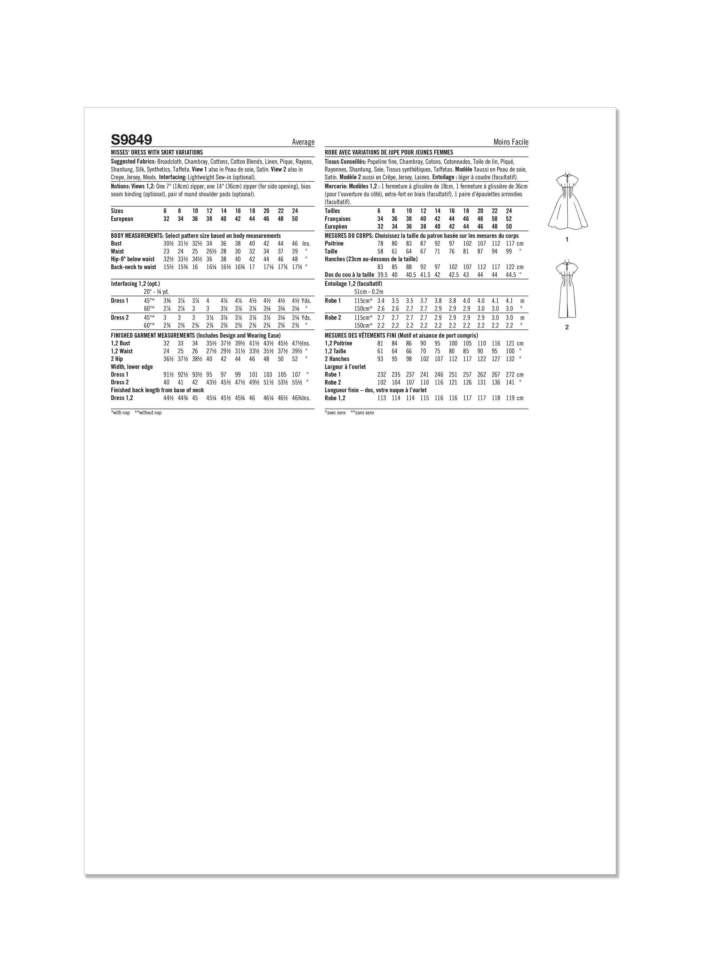 Simplicity Pattern 9849 Misses' Dress