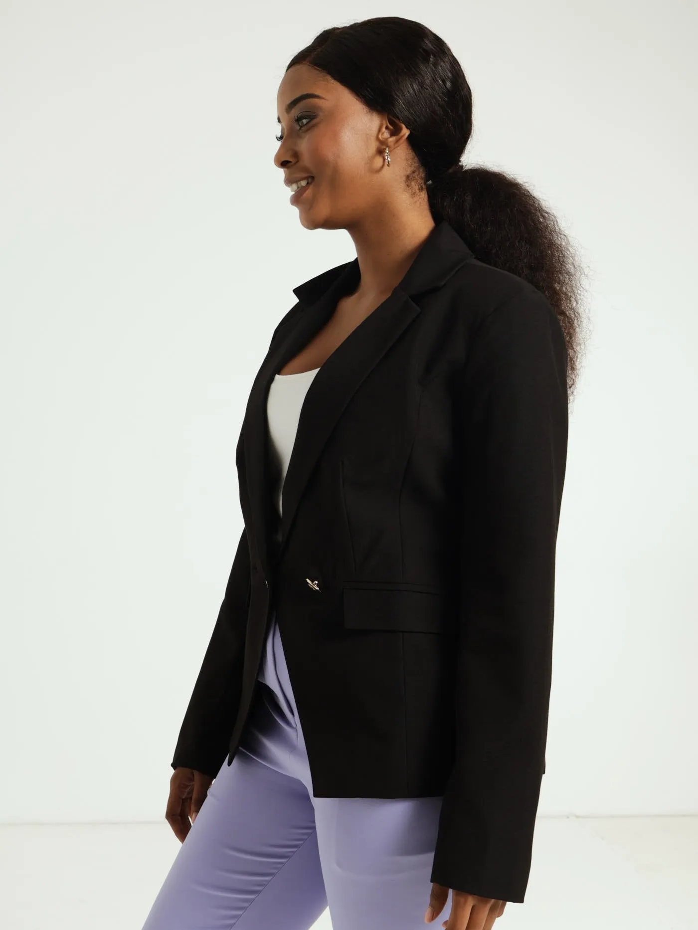 Slim Fit Work Blazer - Black