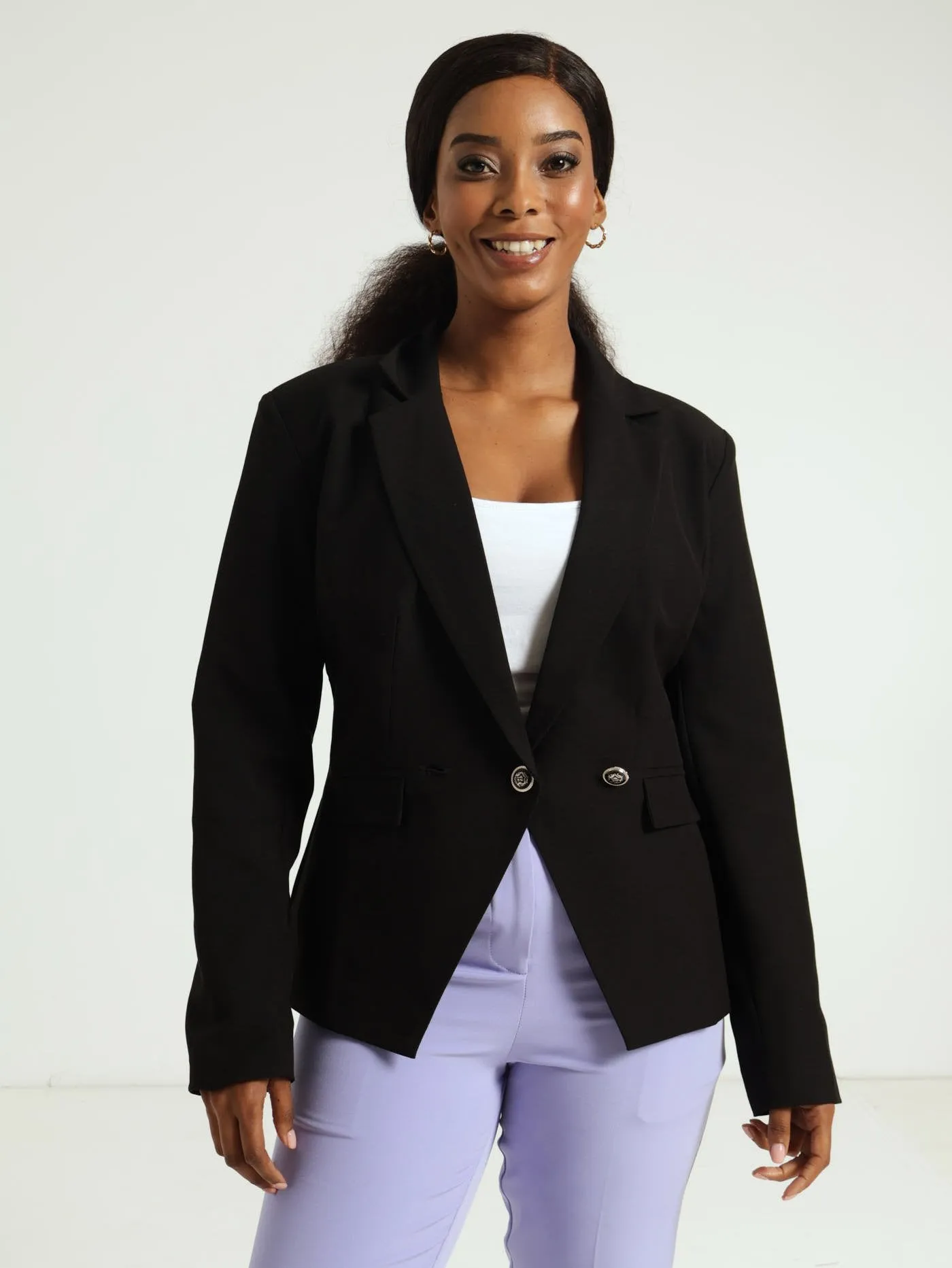 Slim Fit Work Blazer - Black