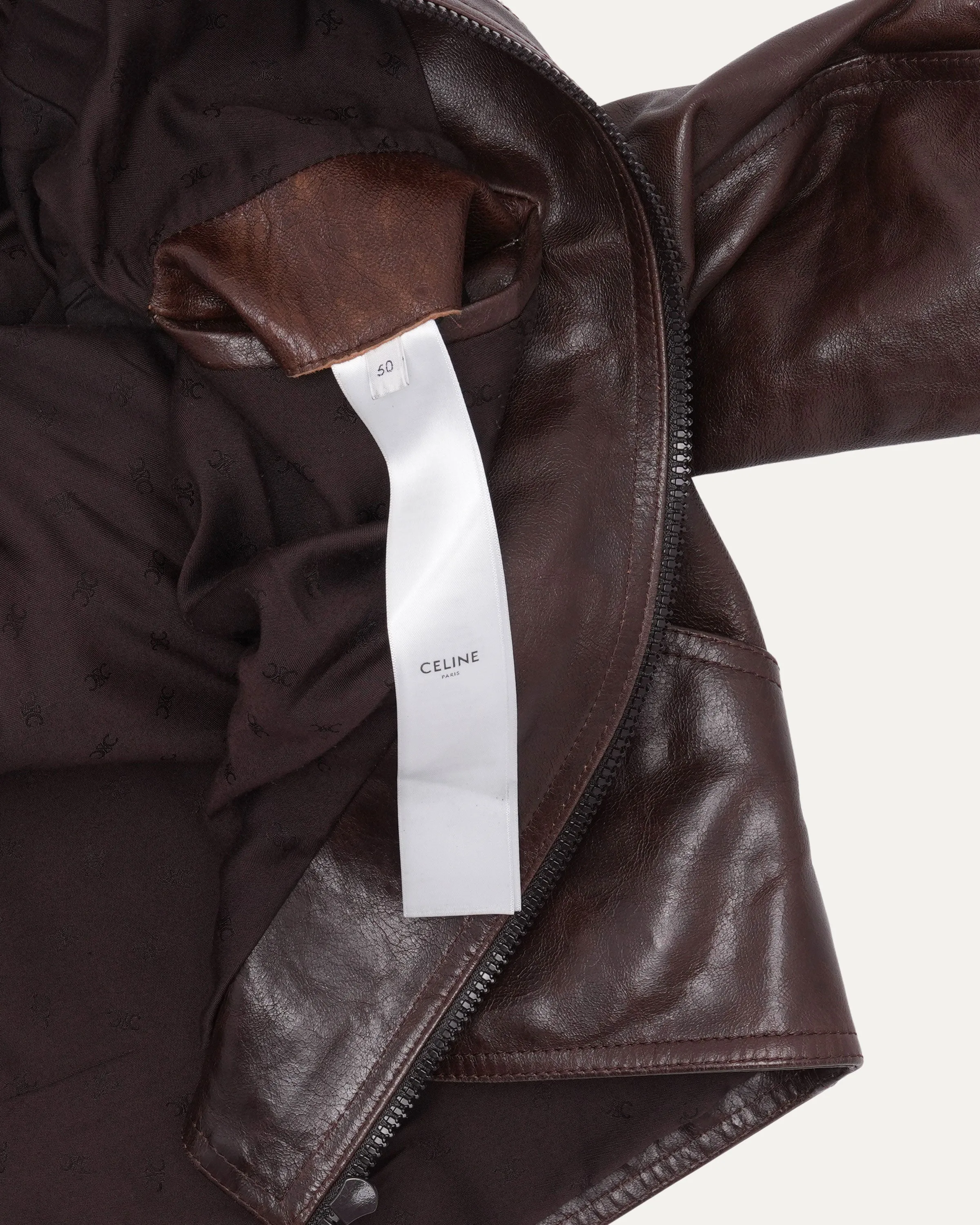Slim Fit Zip Up Leather Jacket