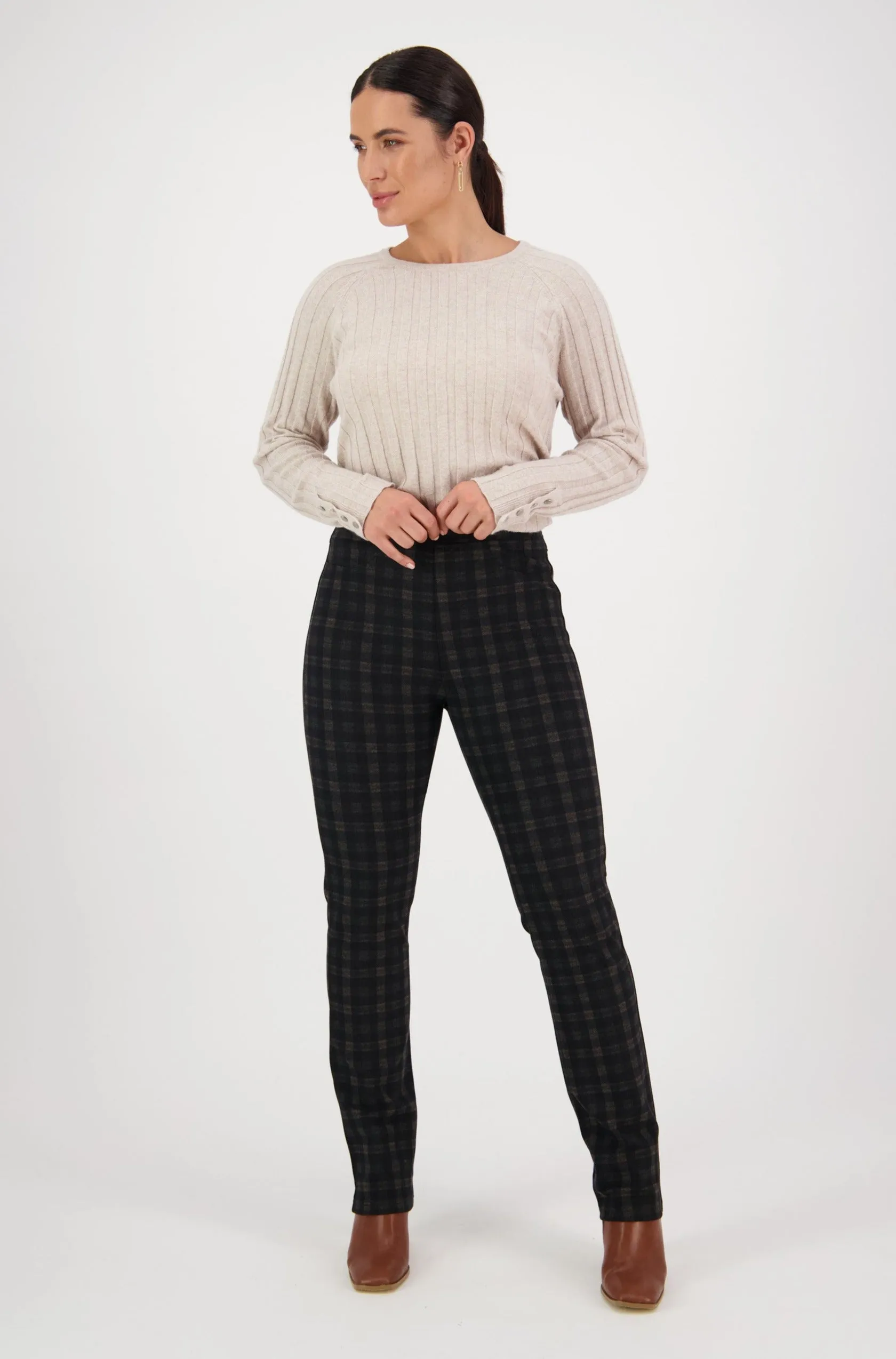 Slim leg Full Length Printed Ponti Pull On - Halifax