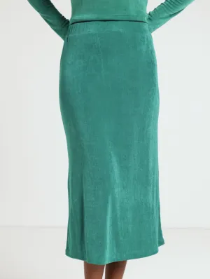 Slinky Midi Skirt - Dark Green