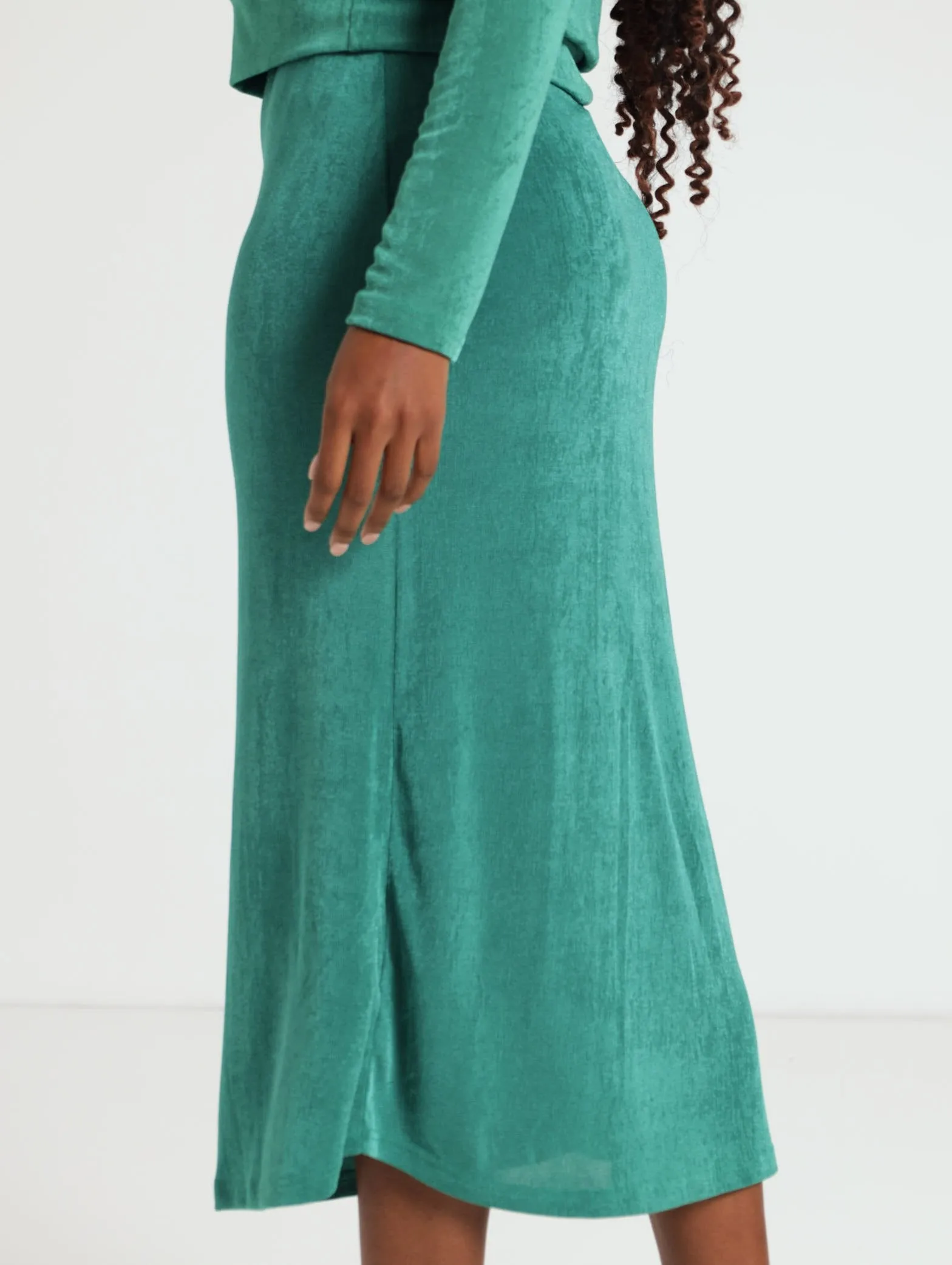 Slinky Midi Skirt - Dark Green