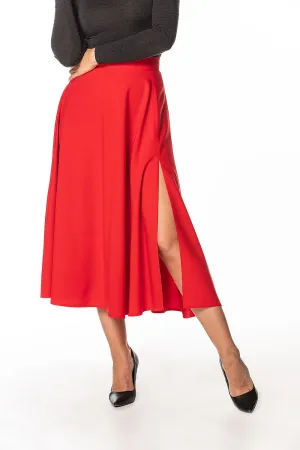 Slit Midi Skirt with Zipper