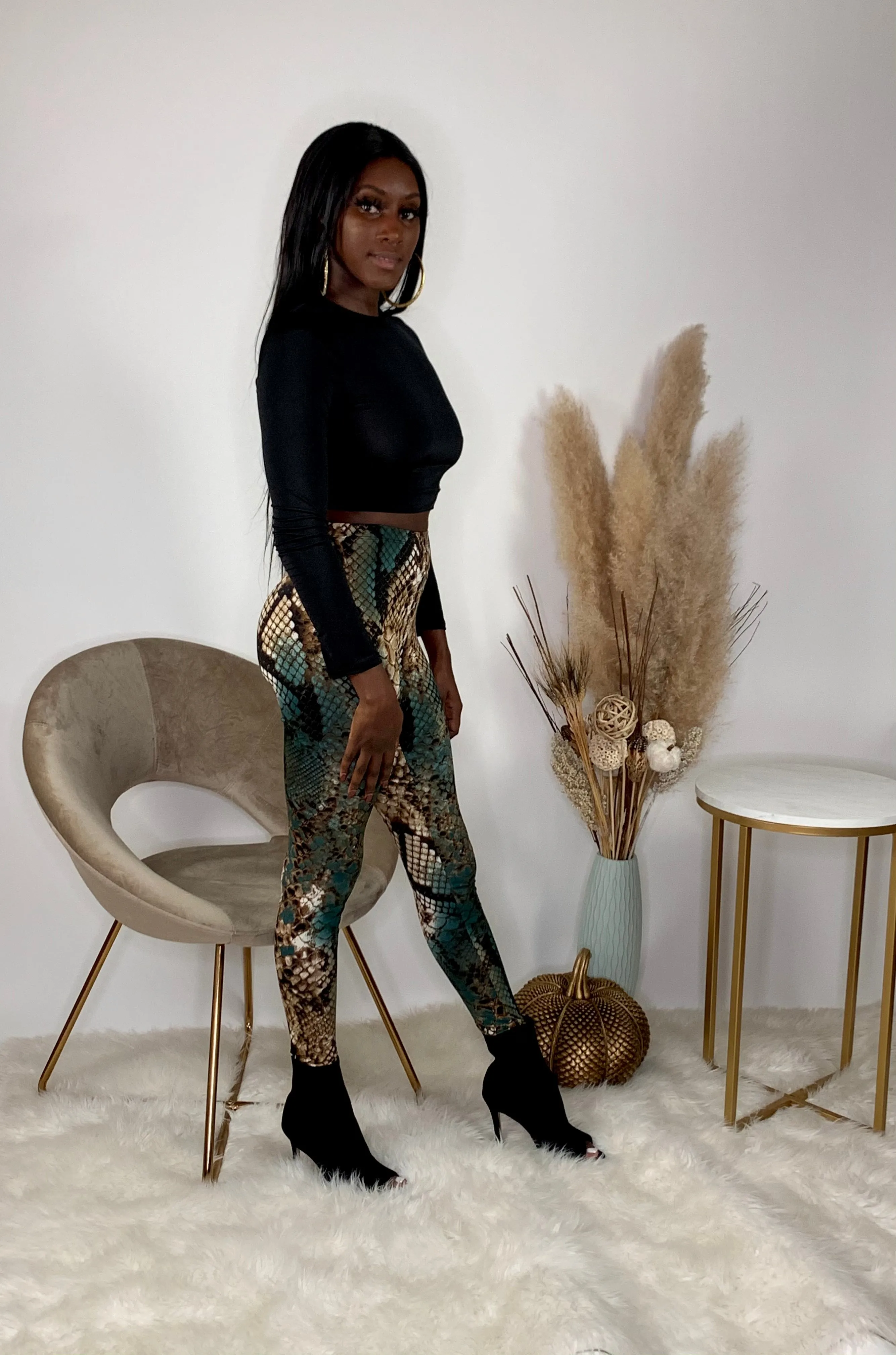 Snakeskin Pants Set | Green