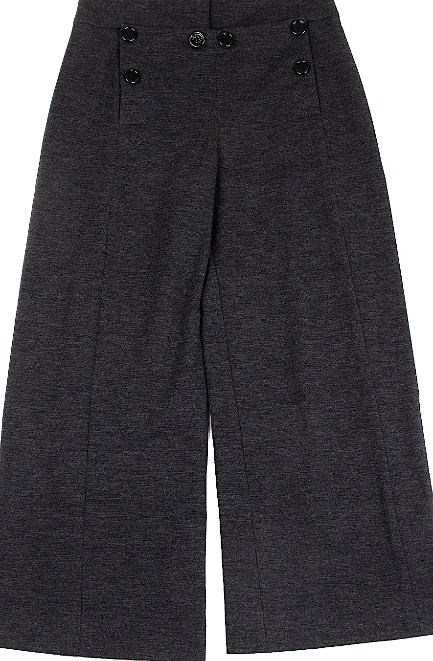 SONIA RYKIEL PARIS. Charcoal Color Wool Sailor Wide Pants